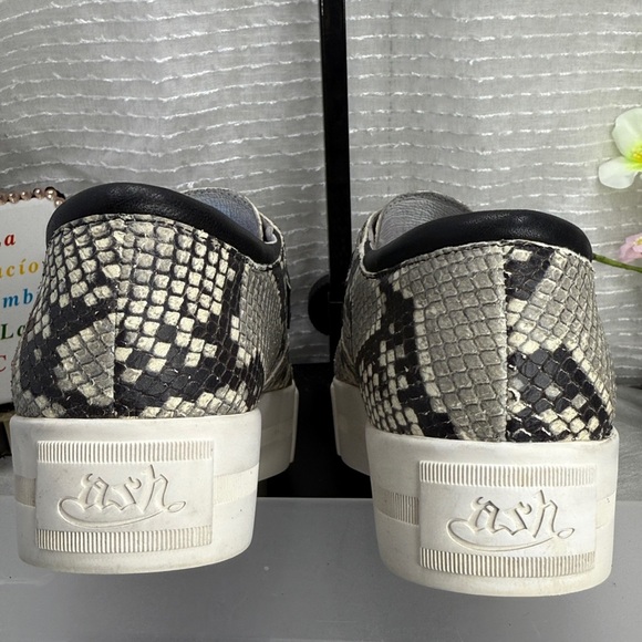 (H2) Ash Kansas Women's Black and White Leather Platform Sneakers, Size 40/9 M - Picture 8 of 14